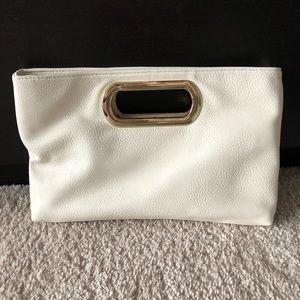 White clutch handbag
